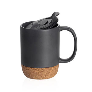 Agh New Arrival Custom Logo 12Oz Matte Keramische Koffiemok Met Geïsoleerde Kurkbodem En Deksel - Product Image 5