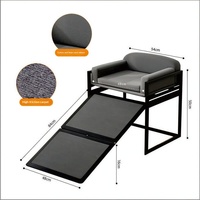 Canapé-lit pliable pour animaux de compagnie, lit surélevé pour chien avec rampe texturée et matériau en polyester pour chambre à coucher, salon, coin pour animaux de compagnie