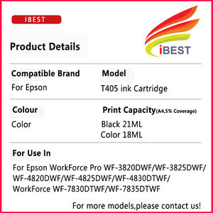 <span class=keywords><strong>Cartucho</strong></span> de Tinta Recargable Compatible con <span class=keywords><strong>Epson</strong></span> Colors T405 <span class=keywords><strong>405XL</strong></span> 405 para Impresoras WF-7830 WF-7835 WF-7840 WF-3820 - Product Image 2