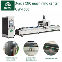 Centre d'usinage CNC OUWO 6 outils ATC pour profilés de fenêtres et de portes en aluminium et UPVC avec Siemens 828D et broche motorisée de 8 kW