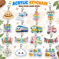 Porte-clés personnalisés en acrylique, 16 pièces, avec autocollants de voyage sur le thème des panneaux routiers d'aventure et de direction, vente en gros, souvenir