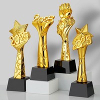 Trophée personnalisé en résine plaqué or avec base en cristal noir, forme étoile, cœur, cheval, plaque de récompense pour réunion annuelle d'entreprise, cadeau d'affaires
