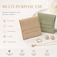 Beige Salbeigrüne Mikrofaser-Schmuckbeutel für Ohrringe, Ringe, Halsketten, Geschenk, Reise-Aufbewahrung, Goldfolien-Logo, Kundenspezifische OEM ODM Großhandels-Taschen