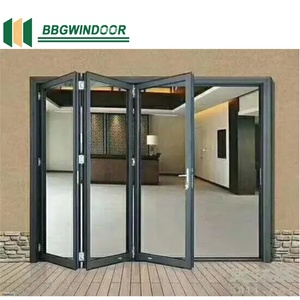 Lukliving Offre Spéciale porte pliante de Style accordéon moderne en aluminium Double accordéon en verre grande grande porte pliante - Product Image 6