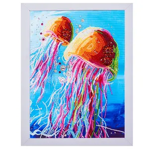 Wall art rhinestone embroidery home decor 5D DIY colorful Jellyfish diamond painting