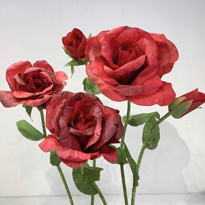 Grandes fleurs de rose en papier, accessoires de mariage, fleurs artificielles en papier crépon, décoration de fleurs de rose - Product Image 3