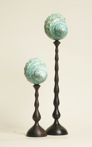 <span class=keywords><strong>Série</strong></span> Conch - Escargot Papillon Vert - Ornement de Table Électrique Art Déco en Bois de Santal Fait Main avec Capteur Tactile pour Mariage - Product Image 2
