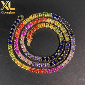 5mm Shiny Zircon Iced Tennis <b>Chain</b> Necklace Colorful Gemstone Hip Hop Jewelry Fashionable Necklace - Product Image 5