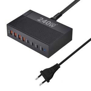 Portable 240W Travel GaN Charger <b>Adapter</b> US EU UK AU <b>Plug</b> 4C4A PD <b>USB</b> <b>C</b> Wall Charger Power Station for Desktop Laptop - Product Image 3