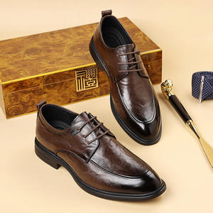 Nouvelles chaussures décontractées en cuir vieilli délavé 2026, chaussures derby à semelle extérieure, chaussures habillées à lacets à bout pointu tendance pour le bureau - Product Image 2