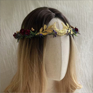 Coiffe d'elfe de la forêt, ornement frontal, coiffe de fée, <span class=keywords><strong>couronne</strong></span> rétro de déesse grecque, feuille, lune, <span class=keywords><strong>couronne</strong></span> de festival - Product Image 3