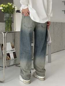 تخصيص الرجعية غسلها الضلع عالية مستقيم الرجال الجينز العصرية strestststeel الخريف/الشتاء منتصف المتعثرة زر 3D الشركة المصنعة ODM - Product Image 5