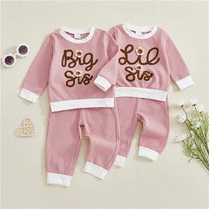 Conjuntos a juego para Hermanas, Otoño, recién nacido, niñas, manga larga, flor 3D, sudadera, pantalones, 2 uds., conjunto de otoño para niñas pequeñas - Product Image 1