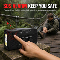 Chargeur de téléphone portable solaire rechargeable à manivelle 5000mAh, lampe torche LED, radio de survie portable pour la randonnée, le camping et les activités de plein air