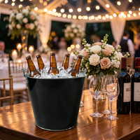 Se contient 6 bières, seau à glace en fer galvanisé de 5 L, durable, poignée robuste, bord roulé, logo personnalisé pour pique-nique, camping, fête de famille