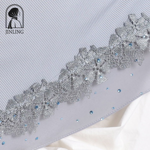 Premium monostrato Chiffon foulard tinta unita Hijab istantaneo per donne dal design etnico Bandana per i musulmani - Product Image 4