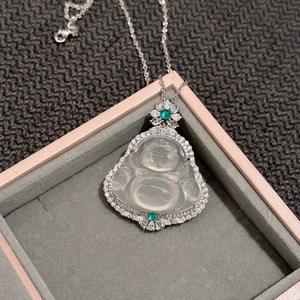 Collier en argent pur S925, petit, double couche, en forme de gourde, avec jadeite glacée chinoise rétro, nouveau bijou de niche exquis et transparent - Product Image 5