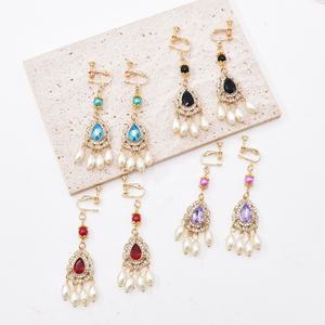 ต่างหูพู่ห้อยประดับเพชรวินเทจเครื่องประดับไข่มุกโบฮีเมีย - Product Image 1