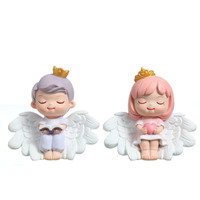 1 Paire de Figurines Ange pour Gâteau, Sculptures Prince et Princesse pour Noël, Baby Shower, Anniversaire, Centre de Table