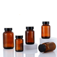 Bouteille vide en verre brun avec bouchon noir, résistante à la lumière, à large ouverture, 60ml, 75ml, 100ml, 120ml, 150ml, 200ml