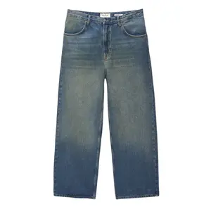 Gingtto Custom Streetwear Vintage Gewassen Rechte Been Cargo Losse Baggy Jeans