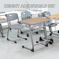 Ensemble chaise et bureau d'étudiant en plastique robuste, cadre métallique moderne et durable, mobilier scolaire pour salle de classe