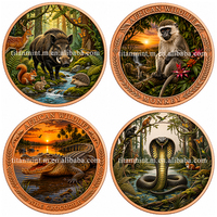 Pièce de monnaie commémorative en cuivre pur 999 de 1 oz, colorée, en relief, sur le thème de la faune, cadeau