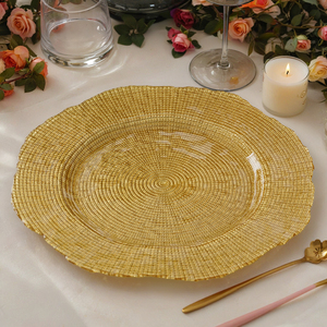 <span class=keywords><strong>Assiettes</strong></span> de présentation vintage 13 pouces or et argent <span class=keywords><strong>en</strong></span> <span class=keywords><strong>verre</strong></span> irrégulier, vente directe usine, pour décoration de mariage - Product Image 2