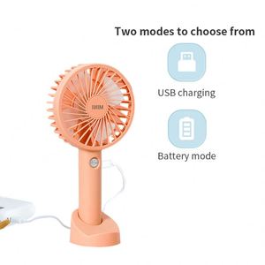 Mini ventilateur de poche portable mignon, petit, blanc, en plastique, avec base, rechargeable par USB, style dessin animé - Product Image 5