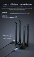 Adaptateur USB COMFAST BE6500 7 antennes 2.4G 5.8G 6GHz 802.11be 6500Mbps Wi-Fi grande bande Gan réseau sans fil externe Dongle Stock