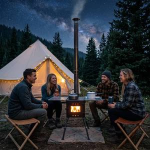 Poêle à bois portable <span class=keywords><strong>de</strong></span> haute qualité pour le camping, le barbecue, la pêche - Poêle <span class=keywords><strong>de</strong></span> tente pliable en acier inoxydable pour les rassemblements en plein air - Product Image 5