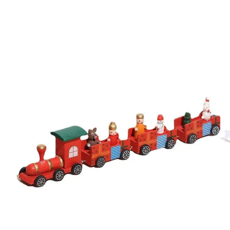 Groothandel Kerst Houten Kleine Trein Klassieke Stervormige Trein Cadeau Voor Kleuterschool Etalage Kerstcadeautjes