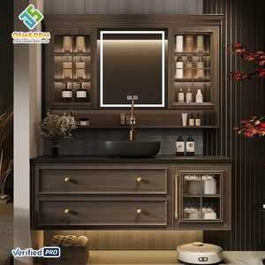 2025 OEM Juerte Vaidade Do Banheiro Do Quarto Moderno Set com Dressing Table Armário Espelho Torneira Da Pia-Madeira Maciç<span class=keywords><strong>a</strong></span> Montado Na Parede - Product Image 3