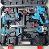 Ensemble d'outils électriques sans fil professionnels 4-en-1 en acier au carbone, avec mallette de transport, comprenant clé à chocs, perceuse, meuleuse d'angle et marteau perforateur