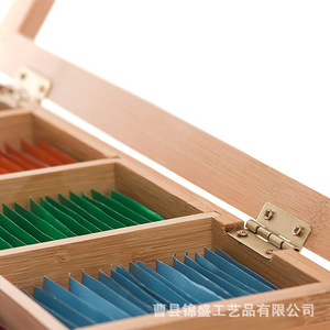Nueva caja de embalaje para té con tapa abatible y tapa de vidrio transparente, caja de almacenamiento con múltiples compartimentos para bolsitas de té y café, estilo chino - Product Image 2