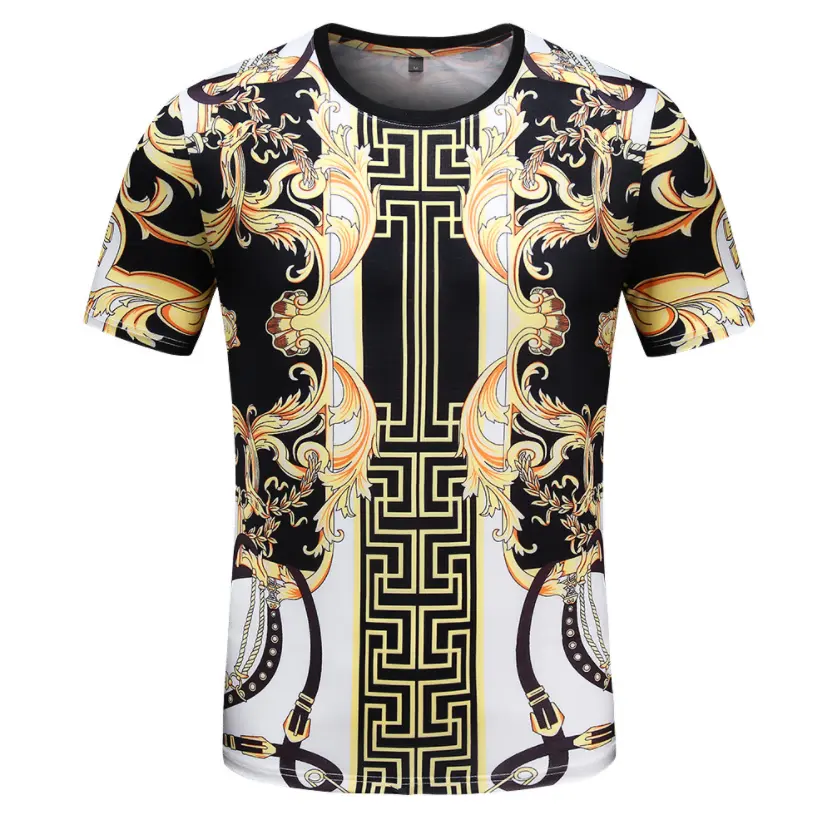 2022 패션 인쇄 티셔츠 남성 의류 럭셔리 바로크 브랜드 짧은 소매 O 넥 남성 t 셔츠 캐주얼 힙합 탑스