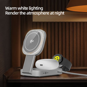 Soporte de cargador inalámbrico magnético plegable 3 en 1 de 15W para <span class=keywords><strong>iPhone</strong></span> y reloj Base de carga multifunción - Product Image 5