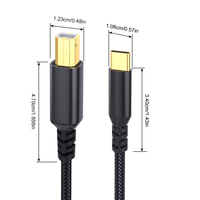 Câble d'imprimante USB B vers USB C en nylon plaqué or avec coque en aluminium, 1m, 2m, 3m, 5m, câble MIDI pour imprimante