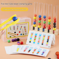 Juguete de Ladrillos de Construcción Coloridos, Juego de Pinzas para Cuentas, Tubo de Cuentas, Clip de Madera, Juguetes Montessori para Bebés