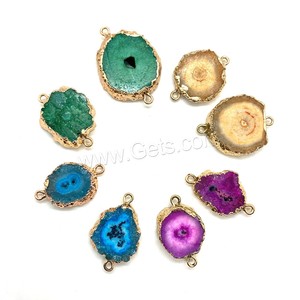 황동 1/1 루프 17x28-25x35mm 1551595 골드 컬러 도금 불규칙한 천연 얼음 석영 마노 커넥터 - Product Image 3