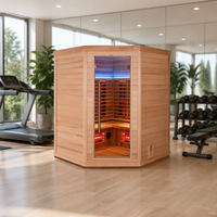 Sauna de loisirs pour usage domestique, 4-5 personnes, sauna infrarouge à spectre complet avec design d'angle en bois de cèdre rouge massif, respectueux de l'environnement