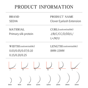 Seeha 3d Clover Wimpern verlängerungen Wimpern liefert Volumen Wimpern verlängerungen liefert Private Label individuelle Wimpern verlängerungen - Product Image 3