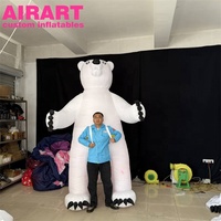 Mascotte gonflable d'extérieur pour défilé de carnaval, ours blanc, costume d'ours polaire mignon gonflable avec lumières LED