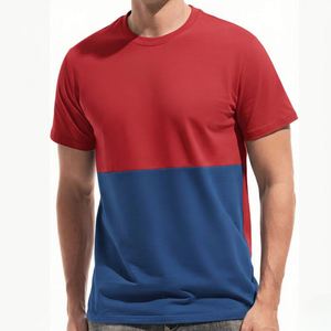 Camiseta de hombre personalizada 2026 de dos tonos con bloques de color en contraste, manga corta, 100% algodón peinado, corte holgado informal para verano - Product Image 1