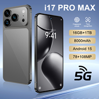 Smartphone 17 Pro 7,3 pouces 5G LTE, processeur Deca Core, appareil photo arrière 108MP, écran OLED HD 120Hz, double SIM + carte TF, batterie 8000mAh, Android 15, 16 Go, 1 To