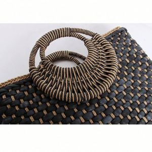 Bolso de Playa Hecho a Mano, Cuadrado, Color Negro, Gran Capacidad, con Asa Redonda - Product Image 4