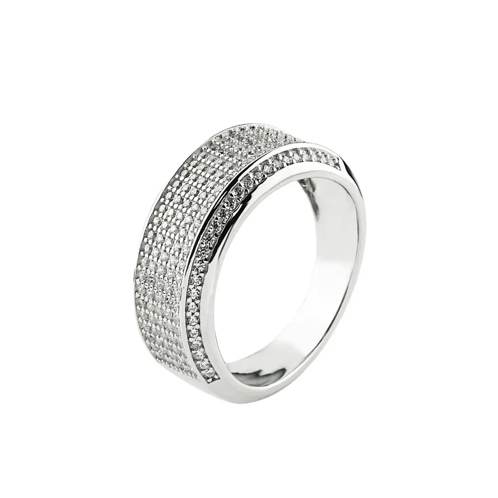 Unique Sterling Silver 925 Dome Micro insert White 1.5 ct Topaz Saudi Arabia Men Wedding Ring Jewelry
