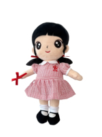 Boneka Plush Seragam Sekolah Kustom OEM untuk Anak Perempuan, Pakaian Sekolah Eksklusif yang Dapat Dilepas, Logo Kustom, Boneka Manusia Isi Dakron, Grosir