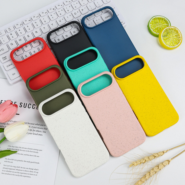 Eco Biodegradable Wheat Straw Soft Phone Case for iPhone 16 E 17 Air 15 14 Plus 13 12 11 Pro Fashion Matte Shockproof Cover