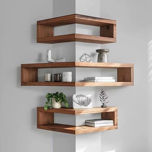 <b>Wall</b> Mounted Corner Shelf Wooden Tiered <b>Display</b> Rack For Living Room Book Storage Rectangle Shape Single Board Design - Product Image 4